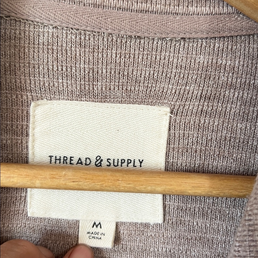 Thread & Supply Gray Beige Ribbed Button Down Coz… - image 4